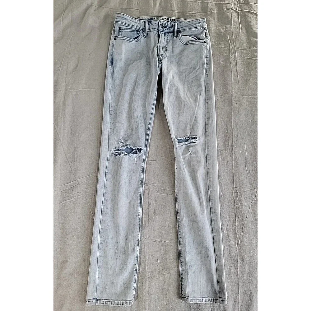 American Eagle Outfitters Jeans Mens 30x33 Skinny Extreme Flex‎ Distressed Blue